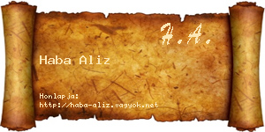 Haba Aliz névjegykártya
